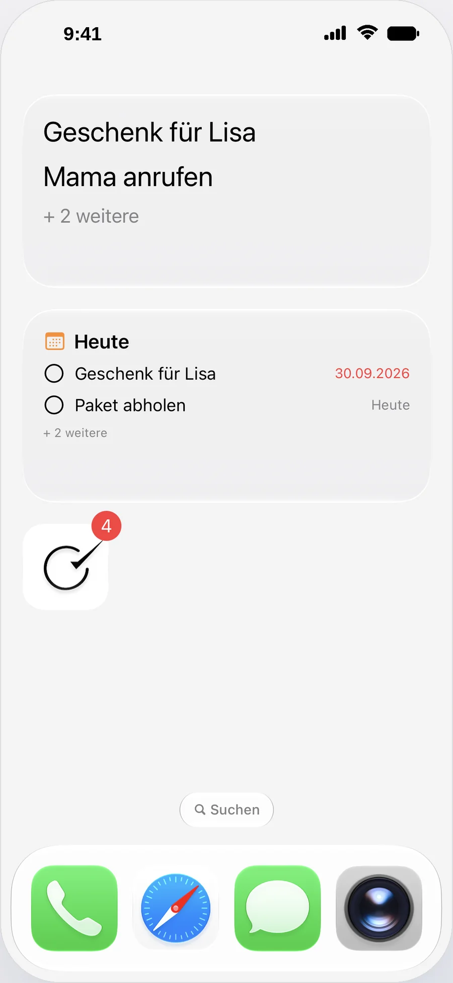 Clarent Widgets und App-Badge auf dem iPhone Home-Bildschirm